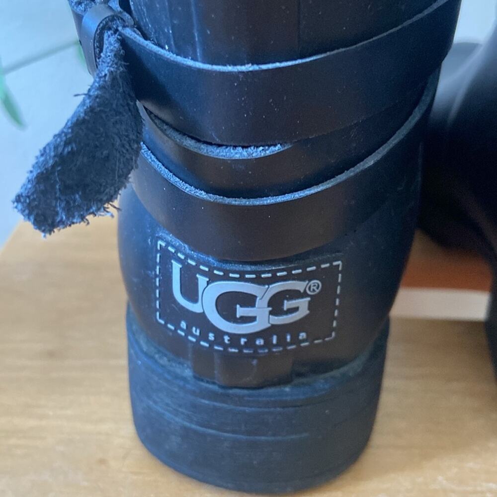 UGG Korynne Rubber High Boot Wellies Rain boot Black Grey Wool size 6 - Picture 4 of 7